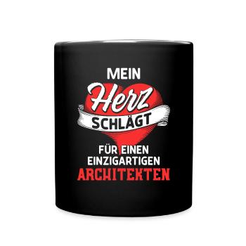 Mein Herz schlägt für einen Architekten / Liebe - Tasse einfarbig - Schwarz - Vorne