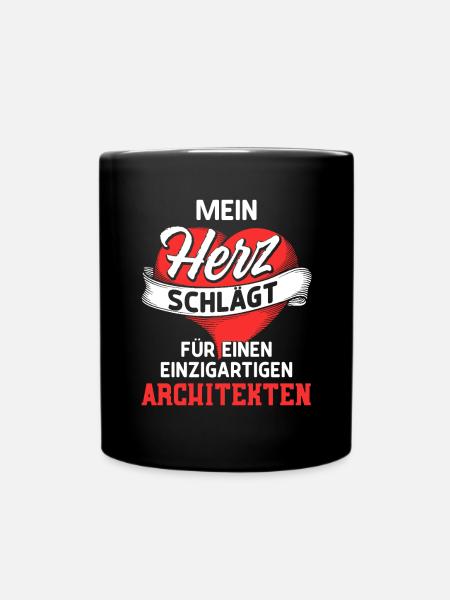 Mein Herz schlägt für einen Architekten / Liebe - Tasse einfarbig - Schwarz