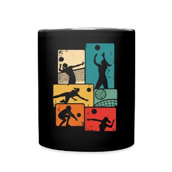 Volleyballerin Vintage Volleyball Volley - Tasse einfarbig - Schwarz - Vorne