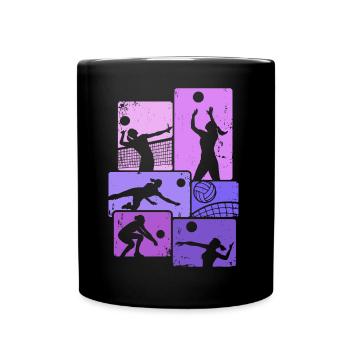 Volleyballerin Vintage Volleyball Volley - Tasse einfarbig - Schwarz - Vorne