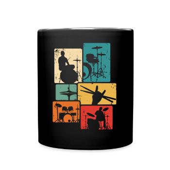Batteur Batterie rétro Batteur Musicien - Mug uni - noir - Devant