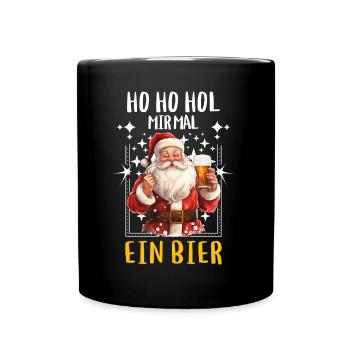 Weihnachtsmann Bier Saufen Alkohol Weihnachten - Tasse einfarbig - Schwarz - Vorne