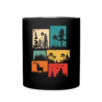 Wald Natur Bäume Outdoor Wildnis Wälder - Tasse einfarbig - Schwarz - Vorne