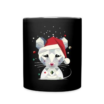 Souris des neiges dans le design géométrique de Noël - Mug uni - noir - Devant