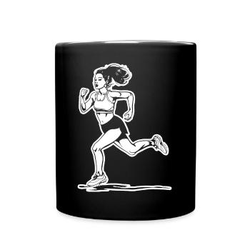Läuferin Skizze - Tasse einfarbig - Schwarz - Vorne