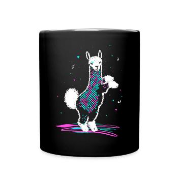 Alpaca in 80s Disco Retro Style Funky Alpaca - Full Colour Mug - black - Front