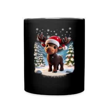 Moose - Mosses - Christmas - Snow - Full Colour Mug - black - Front