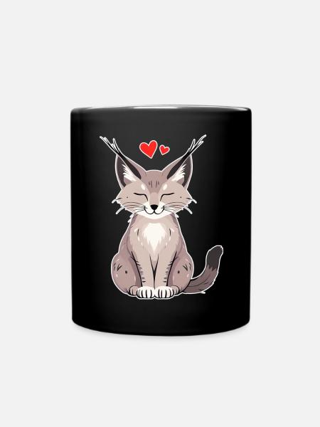 Little Lynx with Heart – Cute & Wild - Full Colour Mug - black