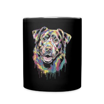 Chien dégoulinant coloré - Mug uni - noir - Devant