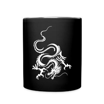 Weißer Drache Komplizierte Grafik - Tasse einfarbig - Schwarz - Vorne