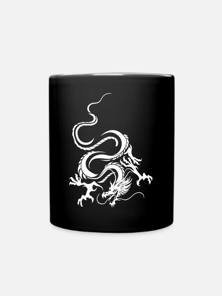 Dragon Blanc Art graphique complexe - Mug uni - noir