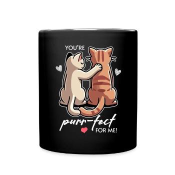 You're Purr-fect for Me, Cute Cats Valentine's Day - Full Colour Mug - black - Front