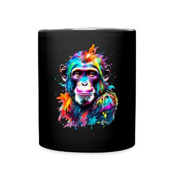 Bemalter Affe - Tasse einfarbig - Schwarz - Vorne