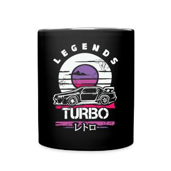 Retro JDM Turbo – Japanisches Auto Design 90s - Tasse einfarbig - Schwarz - Vorne