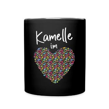Kamelle im Herz Karneval Köln Konfetti Kölle Alaaf - Tasse einfarbig - Schwarz - Vorne