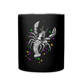 Mardi Gras lobster lobster with beads - Full Colour Mug - black - Front