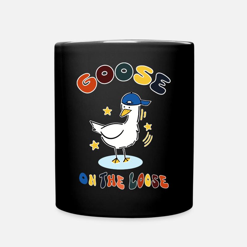 goose on the loose - Full Colour Mug - black