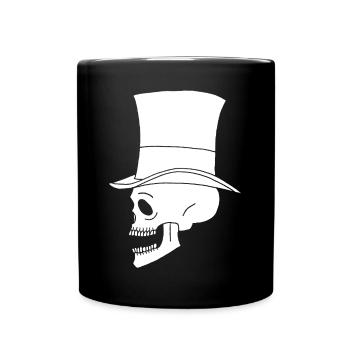 Vintage Weißer Totenkopf - Tasse einfarbig - Schwarz - Vorne