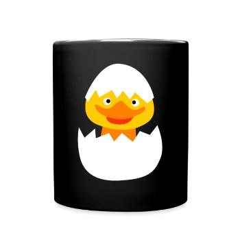 poussin mignon Pâques mignon enfants oeuf oeuf de Pâques jaune - Mug uni - noir - Devant