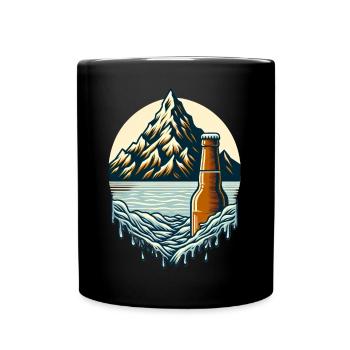 Gipfelsee mit Bierflasche - Tasse einfarbig - Schwarz - Vorne