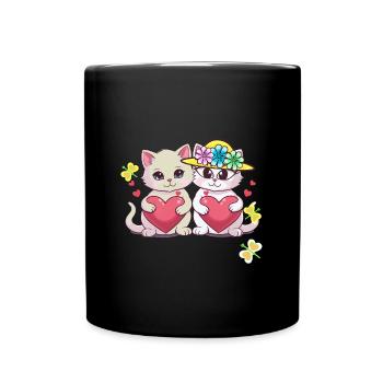 Chat Chaton Coeurs de la Saint-Valentin - Mug uni - noir - Devant