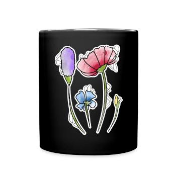 Blumen - Tasse einfarbig - Schwarz - Vorne