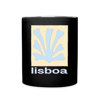 Lisboa Palmenblatt Blau Retro - Tasse einfarbig - Schwarz - Vorne