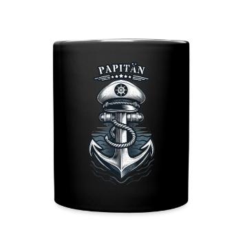 Papitän für Bootsbesitzer, Kapitäne und Papas - Tasse einfarbig - Schwarz - Vorne