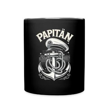 Papitän für Bootsbesitzer, Kapitäne und Papas - Tasse einfarbig - Schwarz - Vorne