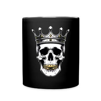Skull mit Krone Skullkönig - Tasse einfarbig - Schwarz - Vorne