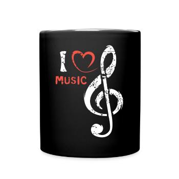 Notenschlüssel Herz Music - Musiker und Bands - Tasse einfarbig - Schwarz - Vorne