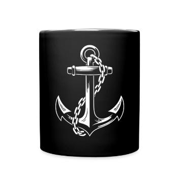 Robust Ship Anchor with Chain - Full Colour Mug - black - Front
