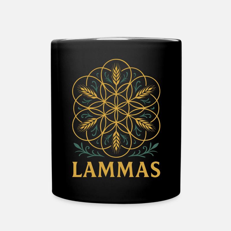 Lammas - Blume des Lebens aus Getreide - Tasse einfarbig - Schwarz