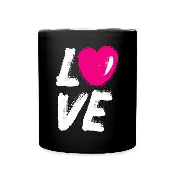 Love Love Heart Pink Wedding Comic Brush J’adore - Mug uni - noir - Devant