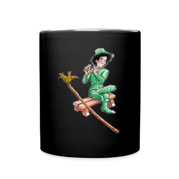 the green vagabond playing the Flute - Full Colour Mug - black - Front