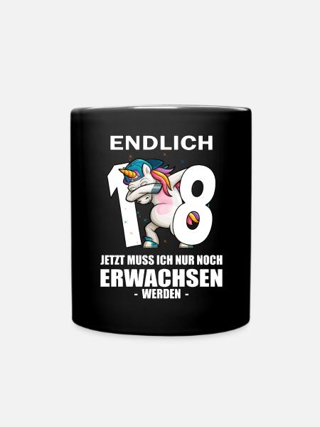 18th Birthday Unicorn 18 Years 18th Anniversary - Full Colour Mug - black