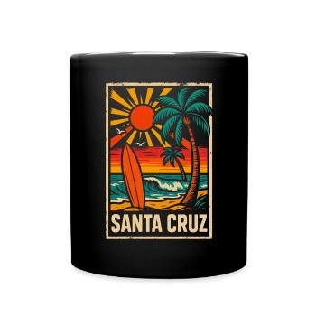 Santa Cruz Retro 70er 80er Vintage - Tasse einfarbig - Schwarz - Vorne