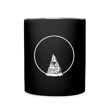 All seeing eye pizza (white print) - Full Colour Mug - black - Front