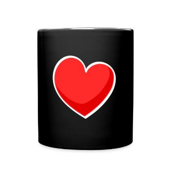 Red heart with reflection - Full Colour Mug - black - Front