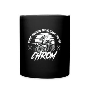 Biker werden nicht grau das ist CHROM - Motorradfa - Tasse einfarbig - Schwarz - Vorne