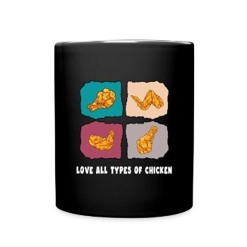hühner "types pf chicken" chickenwings - Tasse einfarbig - Schwarz - Vorne