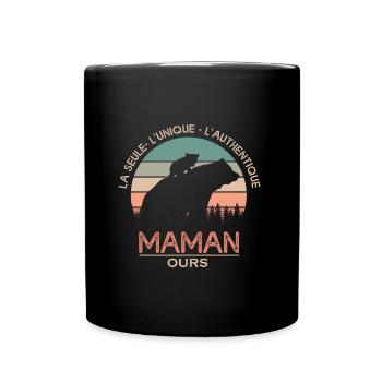 maman ours cadeau t shirt maman ours authentique - Mug uni - noir - Devant