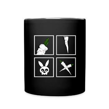 vegan rabbit with carrot - Full Colour Mug - black - Front