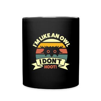 Cooles Eulen Retro Design - Tasse einfarbig - Schwarz - Vorne