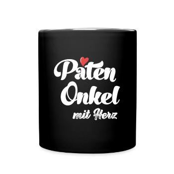 Patenonkel mit Herz Taufpate mit Herz Patenonkel - Tasse einfarbig - Schwarz - Vorne