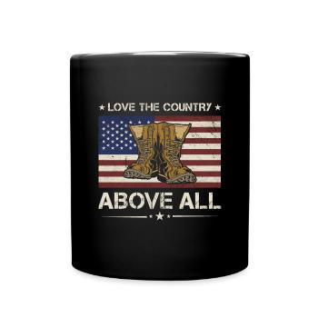 America Love The Country Above All Army Veteran - Full Colour Mug - black - Front