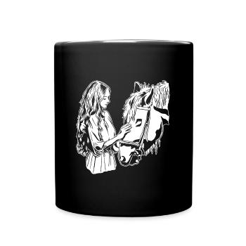Mädchen Pferdeliebhaber, Pferdebesitzer, Reitgeschenk - Tasse einfarbig - Schwarz - Vorne