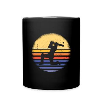 Sport Retro Sunset Cricket - Full Colour Mug - black - Front