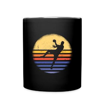 Sport Retro Sunset Handball - Tasse einfarbig - Schwarz - Vorne
