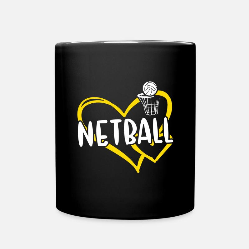 Sport Heart Netball - Full Colour Mug - black